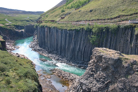 Turquoise water of Studlagil Canyon, Iceland