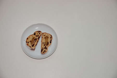 Directly above shot of Christmas bread against white background