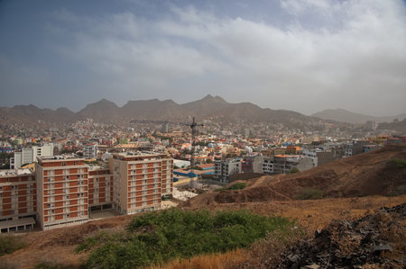 Panoramic view of Mindelo on Sao Vicente island, Cape Verde