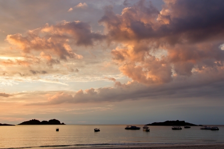 Sunrise on the island of Redang, Malaysiaの写真素材