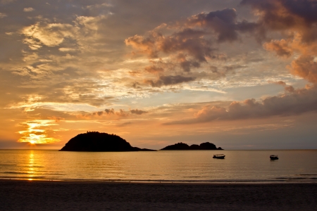 Sunrise on the island of Redang, Malaysiaの写真素材