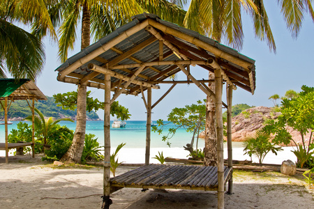 Tropical gazebo on the beachの写真素材