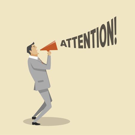 Businessman Screaming While Holding a Megaphoneのイラスト素材