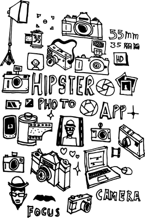 hand-drawn hipster's doodles vectorのイラスト素材