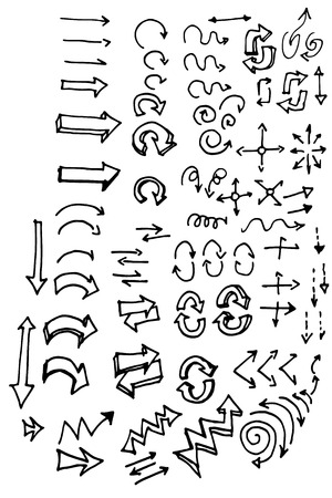 Vector hand drawn arrows set isolatedのイラスト素材