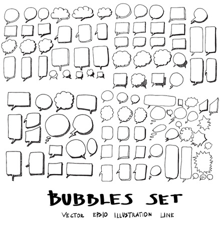 Vector of Hand Drawn Doodle Style Speech Bubblesのイラスト素材