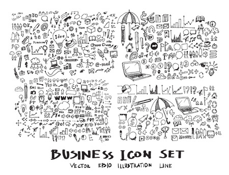Business arrow bubble set sketch vector ink doodlesのイラスト素材