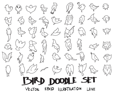 Doodle sketch bird icons Illustration vectorのイラスト素材