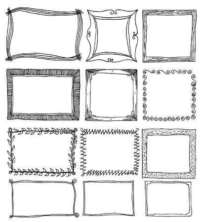 Frame Doodle line vector setのイラスト素材