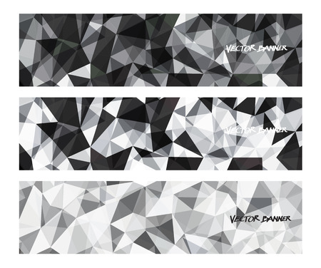 A set design of abstract modern vector bright horizontal web banner with shiny polygonal background illustrationのイラスト素材