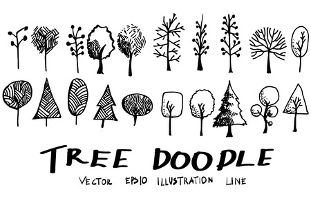 Set of tree doodles vectorのイラスト素材