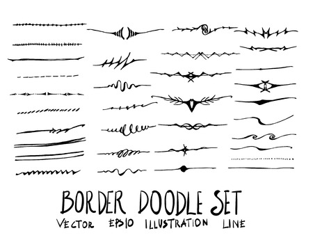 Set of border doodle illustration Hand drawn Sketch line vectorのイラスト素材