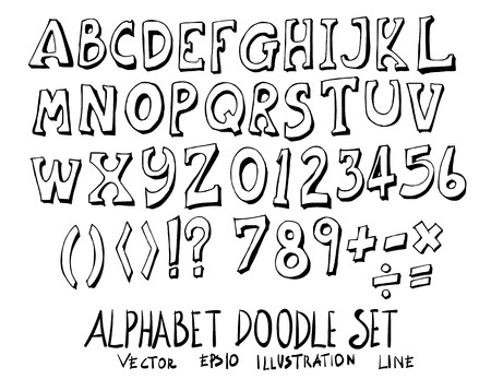 Set of font doodle illustration Hand drawn Sketch line vectorのイラスト素材