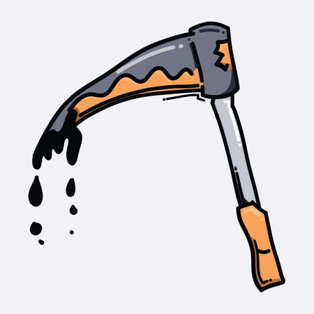 Scythe doodle color vector icon. Drawing sketch illustration hand drawn line.のイラスト素材