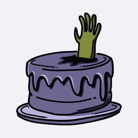 Cake zombie hand doodle color vector icon. Drawing sketch illustration hand drawn line.のイラスト素材