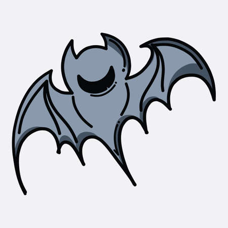 Bat doodle color vector icon. Drawing sketch illustration hand drawn line.のイラスト素材