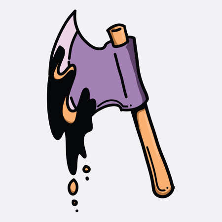 Axe doodle color vector icon. Drawing sketch illustration hand drawn line.のイラスト素材