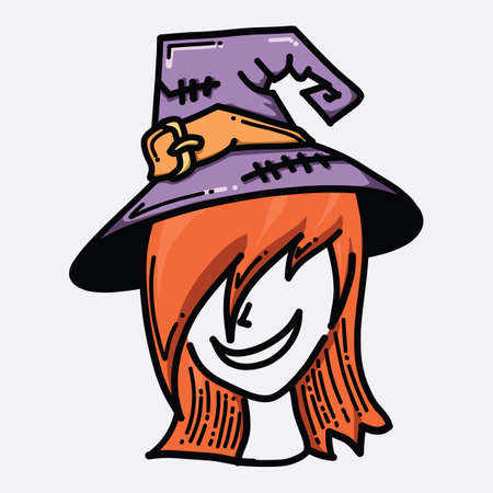 Witch doodle color vector icon. Drawing sketch illustration hand drawn line.のイラスト素材