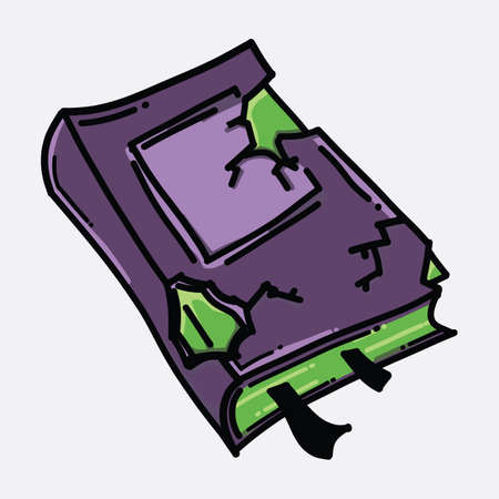 Old Book doodle color vector icon. Drawing sketch illustration hand drawn line.のイラスト素材