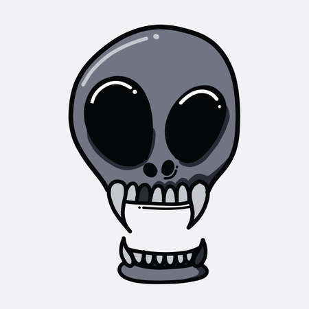 Skull doodle color vector icon. Drawing sketch illustration hand drawn line.のイラスト素材