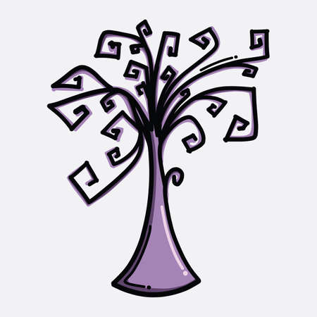 Halloween Tree doodle color vector icon. Drawing sketch illustration hand drawn line.のイラスト素材