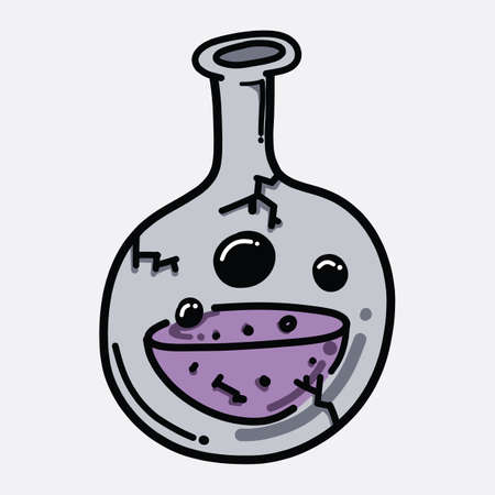 Test tube doodle color vector icon. Drawing sketch illustration hand drawn line.のイラスト素材