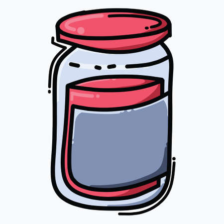 Jar doodle color vector icon. Drawing sketch illustration hand drawn line.のイラスト素材