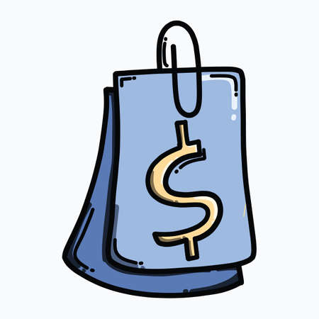 Paper clip color vector icon. Drawing sketch illustration hand drawn line.のイラスト素材