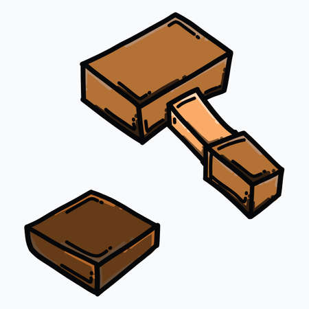 Wood hammer color vector icon. Drawing sketch illustration hand drawn line.のイラスト素材