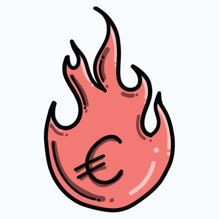 Money fire color vector icon. Drawing sketch illustration hand drawn line.のイラスト素材