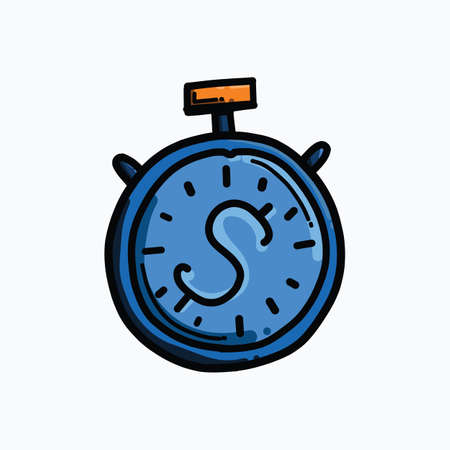 Stopwatch money color vector icon. Drawing sketch illustration hand drawn line.のイラスト素材