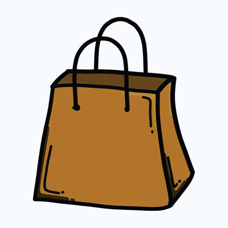Shopping bag color vector icon. Drawing sketch illustration hand drawn line.のイラスト素材