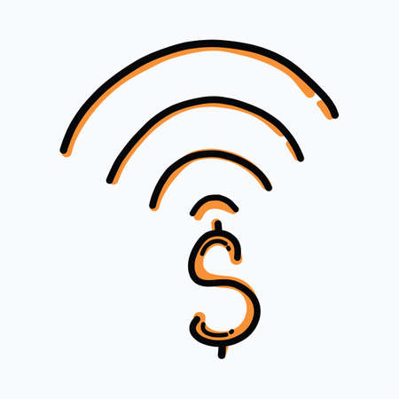 Money wireless color vector icon. Drawing sketch illustration hand drawn line.のイラスト素材