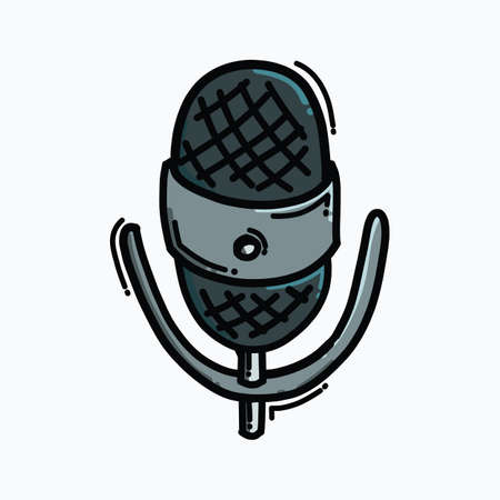 Microphone color vector icon. Drawing sketch illustration hand drawn line.のイラスト素材