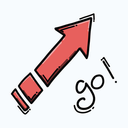 Arrow color vector icon. Drawing sketch illustration hand drawn line.