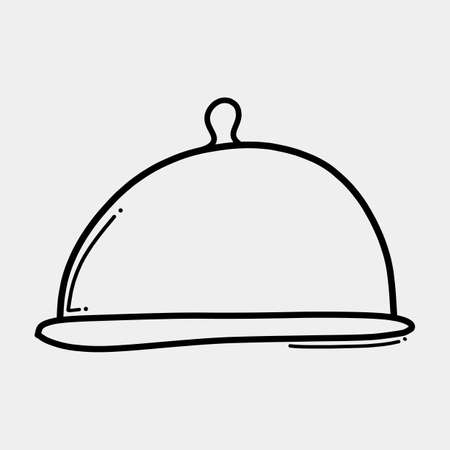 Food cover doodle vector icon. Drawing sketch illustration hand drawn line.のイラスト素材