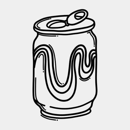 Soda drink can doodle vector icon. Drawing sketch illustration hand drawn line.のイラスト素材