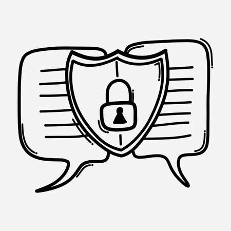 security chat doodle vector icon. Drawing sketch illustration hand drawn line.のイラスト素材
