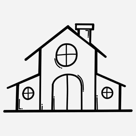 House building doodle vector icon. Drawing sketch illustration hand drawn line.のイラスト素材