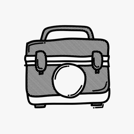 Medical bag doodle vector icon. Drawing sketch illustration hand drawn line.のイラスト素材