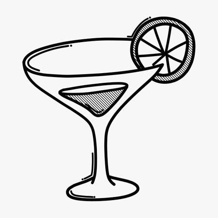 Cocktail doodle vector icon. Drawing sketch illustration hand drawn line.のイラスト素材