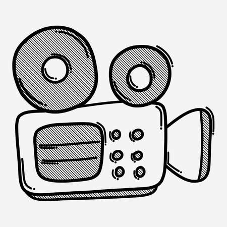 camera and video doodle vector icon. Drawing sketch illustration hand drawn line.