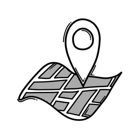 Location doodle vector icon. Drawing sketch illustration hand drawn line.のイラスト素材