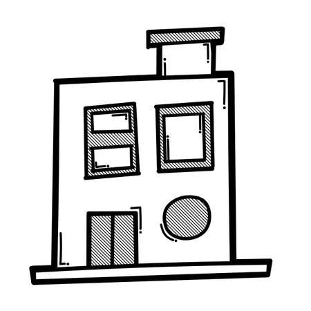House building doodle vector icon. Drawing sketch illustration hand drawn line.のイラスト素材