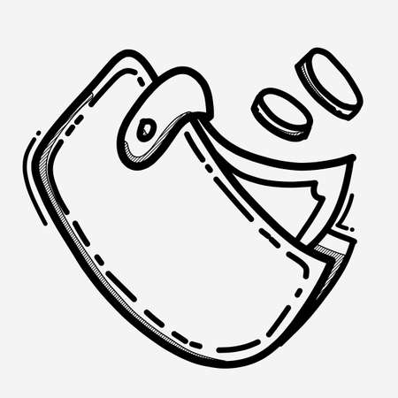 Long wallet vector icon. Drawing sketch illustration hand drawn line.のイラスト素材
