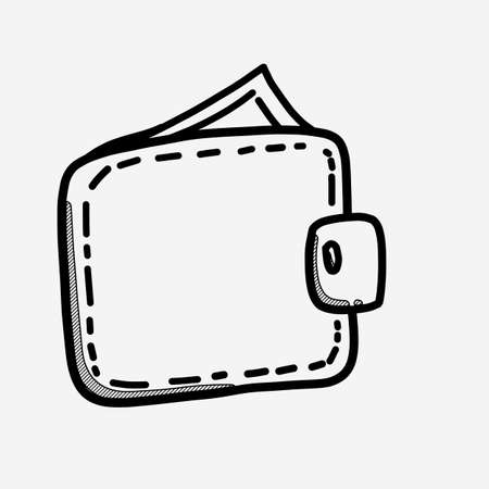 Wallet vector icon. Drawing sketch illustration hand drawn line.のイラスト素材