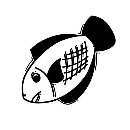 Fish doodle vector icon. Drawing sketch illustration hand drawn line.のイラスト素材