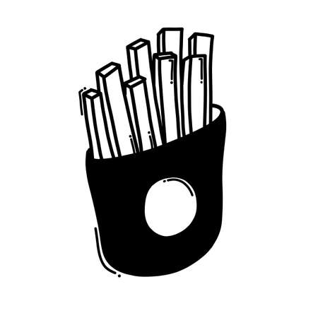 French fries doodle vector icon. Drawing sketch illustration hand drawn line.のイラスト素材