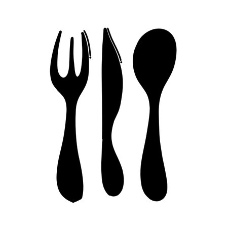 fork, knife, spoon, cutlery doodle vector icon. Drawing sketch illustration hand drawn line.のイラスト素材