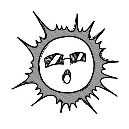 Sun doodle vector icon. Drawing sketch illustration hand drawn line.のイラスト素材